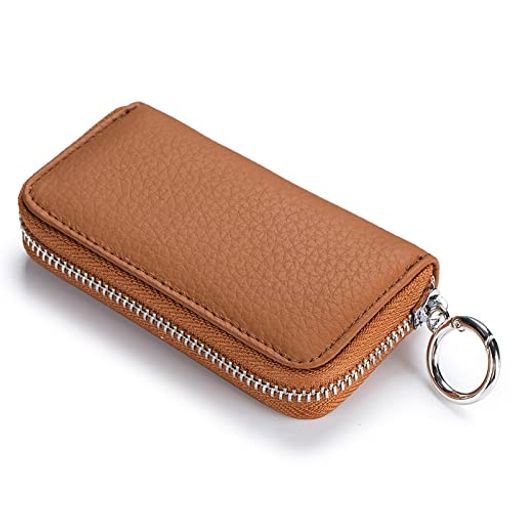 [imeetu]キーケースメンズレディーススマートキーケース本革6連フック付きコンパクト人気便利(タン)(4)