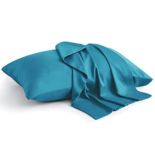 枕カバー 天然竹繊維100% 封筒式枕カバー 柔らかい さらさら肌触り 無地 ピローケース 洗える 防ダニ 吸汗 抗菌・消臭性 摩擦軽減 敏感肌に優しい 高密度生地 1枚セット (43×63CM ライトブルー)