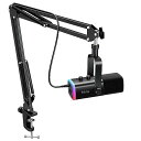 FIFINE XLR/USB ゲーミングマイクセット ストリーミング ポッドキャスト用 ダイナミック PCマイク ブームアームスタンド付き RGB機能付き ミュ...