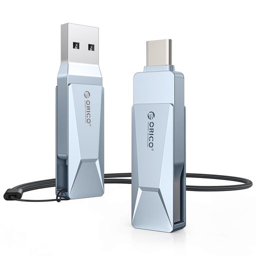 ORICO USBメモリ 64GB-スマートフォンやノートパソコン向けに設計された超薄型製品で、回転式 USB 3.2 高速 最大読出速度150MB/s 金属製 軽量&耐久性 - CB05