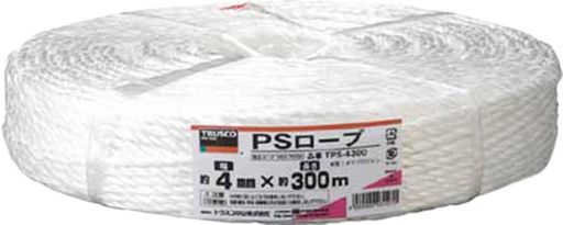 TRUSCO(トラスコ) PSロープ 4mmx300m 白 TPS-4300