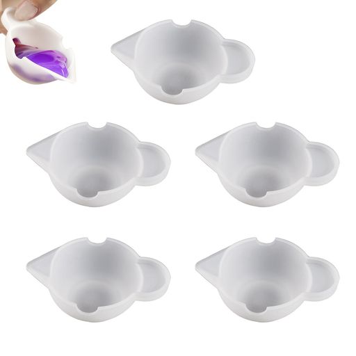 FineGoodレジン道具UV調色パレット(5枚入り)シリコン製半透明UVレジン用ツール絵皿DIY手芸用具リジン道具シリコン製半透明柔らかい(カップ)