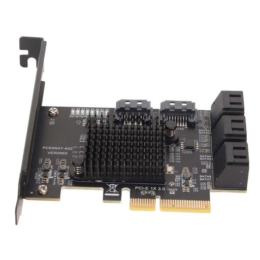 8ポート 3.0 PCIe 拡張カード 6Gb/s 高速転送 ホットスワップ対応 ブートディスクサポート 大型ヒートシンク搭載 ショートバッフル付き/Linux/NAS 対応 HDD/SSD ストレージ拡張ボード