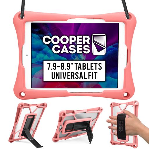 CooperCasesTROOPER2K耐衝撃ケース【7.9-8.9インチタブレット汎用サイズ】ショルダーストラップスタンドシリコン吸収持ち運び頑丈丈夫(ピンク)