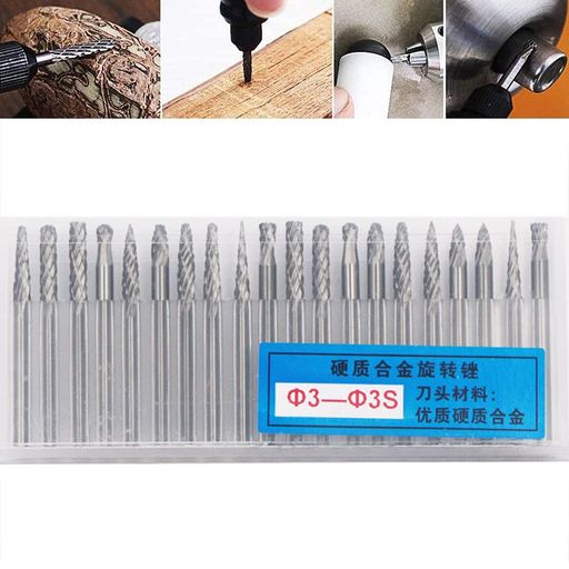 Bestgle超硬バー3mm軸超硬カッターダブルカットタングステンバーゴリゴリ削れる回転ヤスリセット超硬刃..