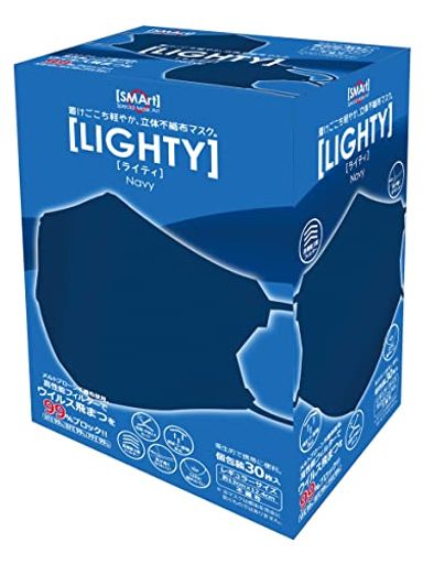 [アドバンス]立体不織布マスクライティネイビーレギュラーサイズ約13x12.4cmSMArtSLT-0130枚入り
