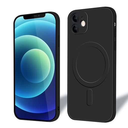 MajiyanaforiPhone12Mini用のケースMagSafe対応スマホケースシリコン耐衝撃TPU薄型カバーシリコン軽量ストラップホール付きレンズの全面保護傷つき防止落下防止防塵5.4インチ(ブラック)