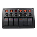BlueFire6連防水ボートスイッチ船舶用品スイッチヒューズ付ブレーカースイッチプッシュボタン船舶/ボート/マリン専用LEDスイッチパネルレンズ付DC12V/24V