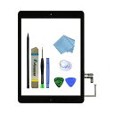 ZentopブラックIPadAir第1世代タッチスクリーンデジタイザーガラス交換用モデルA1474A1475A1476ホームボタン、カメラホルダー、取り付け済み接着剤、ツールキット。