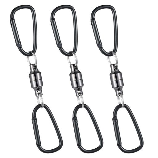 マグネットリリーサー【耐荷重5kg】磁石強力マグネットフックカラビナx2ニッケル合金製吊り下げ落下防..