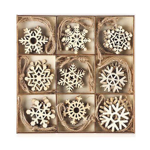 GOODCHI クリスマス オーナメント 木製 北欧 雪の結晶 木材チップ 木製スライス クリスマスツリー 飾り 手作り DIY 小物 ギフトタグ 45個セット