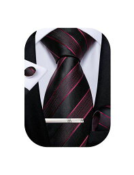 [DIBANGU] ネクタイ 黒 赤 ストライプ ビジネス用 ネクタイセット メンズ フォーマル 入学式