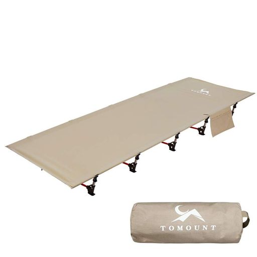 TOMOUNTアウトドアベッドキャンプコット折りたたみベッド軽量耐荷重150kg簡易ベッドコンパクト防水通気性防災収納ケース付き(Beige)
