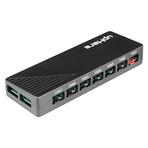 UPHERE ファンハブ 7ポート PWM対応 SATA電源入力 4ピンおよび3ピンファン用FAN HUB【FH07】