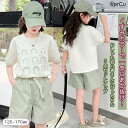 Tシャツ ショートパンツ ベルト付き 3点セット 女の子 カジュアル ヘッドホン柄 プリント 半袖 ゆったり 涼しい ウエストゴム おしゃれ かわいい 動きやすい 夏コーデ 通学 お出かけ 韓国風 ストリート風 体型カバー 着まわし ナチュラルコーデ 120 130 140 150 160 170cm