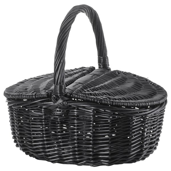 【即納可】カゴ　バスケット　収納　黒　モノトーン　シック　こだわり　男前　インテリア　ピクニック★4229K★w35 d24 h14(32)cm