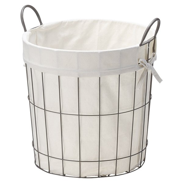 かご 即納可 カゴ バスケット 収納 ワイヤー 鉄 布付 5104 φ35 h35(42)cm