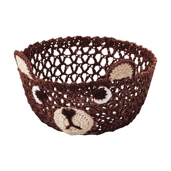 かご 即納可 カゴ バスケット ギフト ラッピング 容器 レース くま 動物 8076 Φ12 h5.5cm