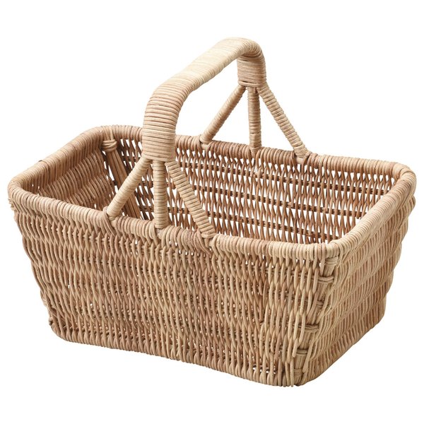 Rakuten - かご 即納可 カゴ バスケット 収納 買い物かご ショッピングバッグ ピクニック 籐 ラタン R24 w34 d22 h15cm