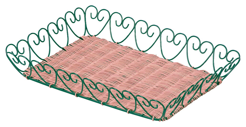 楽天VMDバスケットかご 即納可 カゴ バスケット 収納 トレイ ディスプレイ ワイヤー 籐 陳列 お菓子什器 パン什器 5068 w40 d30 h6cm