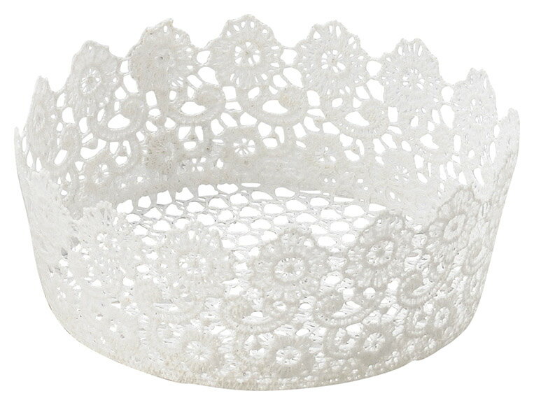 かご 即納可 カゴ バスケット ギフト ラッピング 容器 丸形 レース 8965H φ16 h6cm