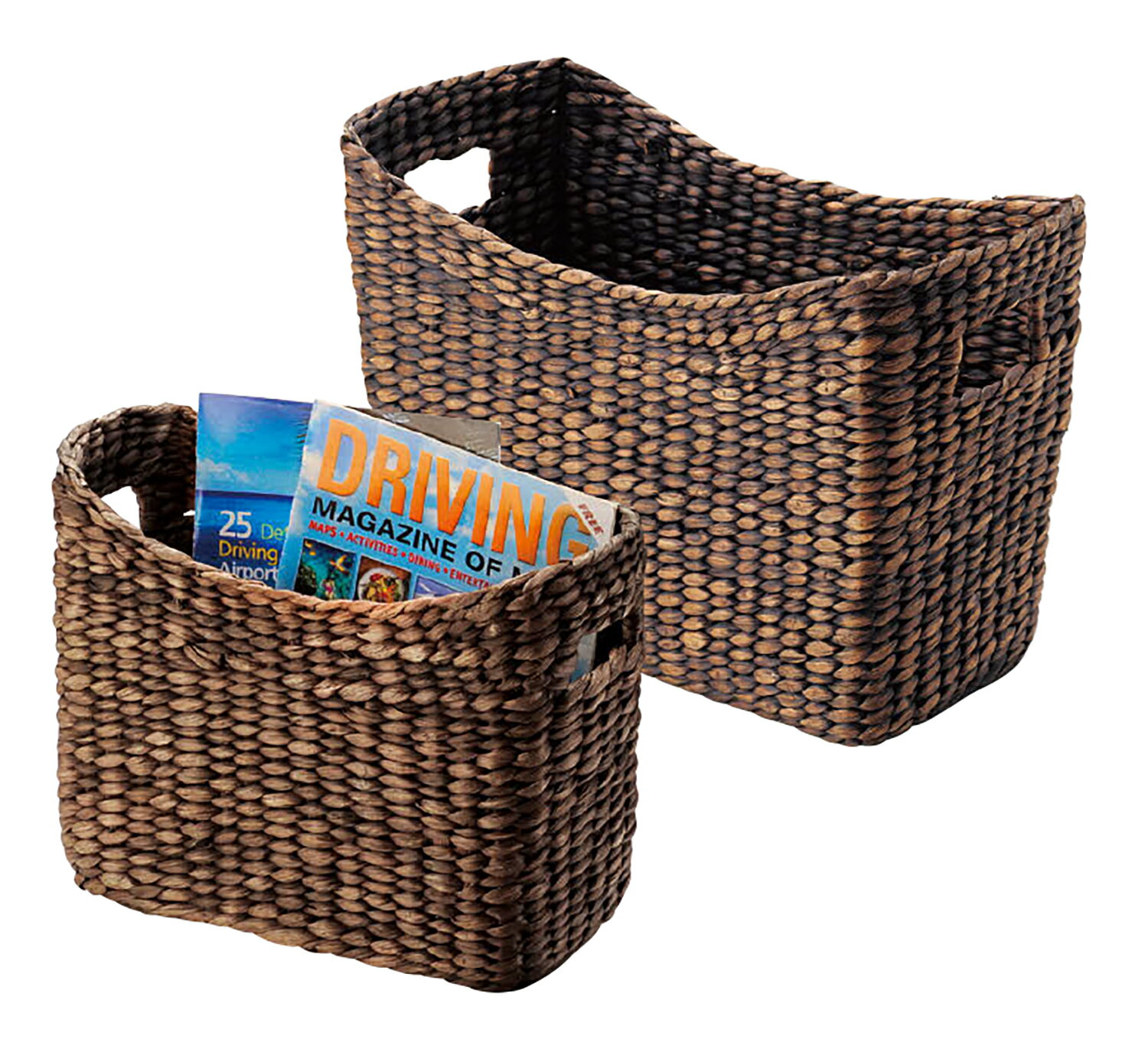 Rakuten - かご 即納可 カゴ バスケット マガジン収納 ウォーターヒヤシンス C007B S:w36 d17 h21(26)cm L:w41 d21 h23(28)cm