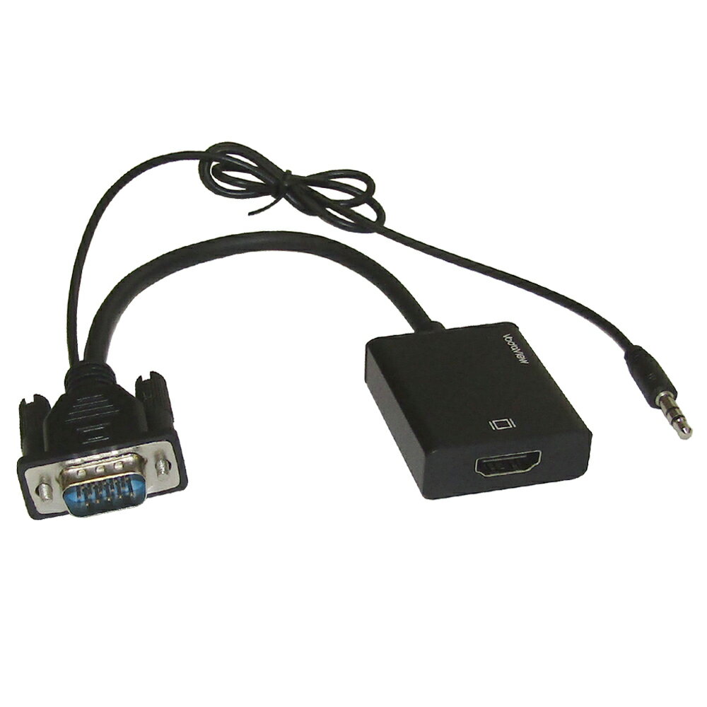 vodaview VGA to HDMI 変換アダプタ〔黒〕〔添付品：USB給電用ケーブル 0.5m〕