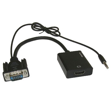 vodaview VGA to HDMI 変換アダプタ〔黒〕【音声対応】〔添付品：USB給電用ケーブル 0.5m〕【メール便 送料無料】
