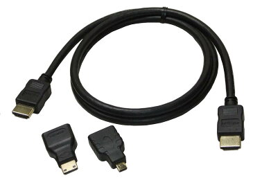 vodaview HDMI ケーブル 2.0m〔黒〕+ ミニ・マイクロ HDMI変換アダプタ付き〔GOLDメッキ〕〔HDMI Ver1.4〕〔PS3/XBOX 対応〕【メール便 送料無料】