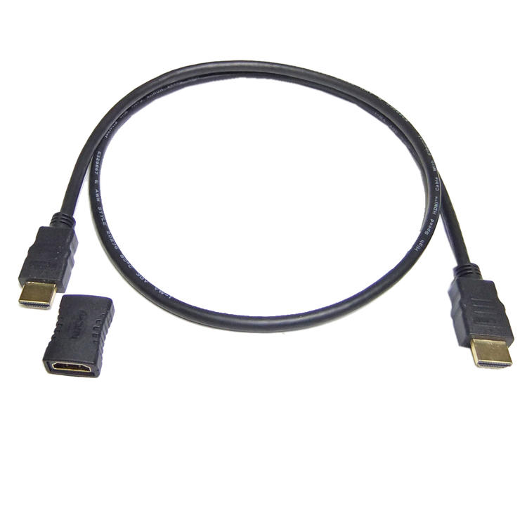 vodaview HDMI ケーブル 1.0m〔黒〕+ 延長アダプタ〔GOLDメッキ〕〔HDMI Ver1.4〕【メール便 送料無料】