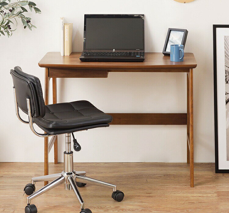パソコンデスク 省スペース 90cm幅 収納 引き出し おしゃれ 北欧 机 デスク ワークデスク オフィスデスク pcデスク 学習デスク 学習机 勉強机 パソコン机 作業机 木製 ウォールナット 幅90cm 奥行45cm スリム テレワーク 在宅ワーク [2]