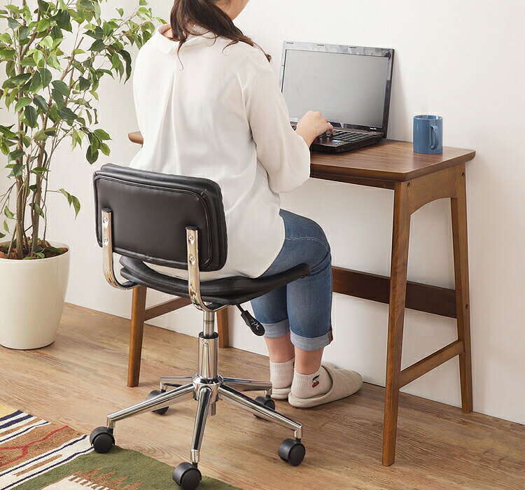 パソコンデスク 省スペース 90cm幅 収納 引き出し おしゃれ 北欧 机 デスク ワークデスク オフィスデスク pcデスク 学習デスク 学習机 勉強机 パソコン机 作業机 木製 ウォールナット 幅90cm 奥行45cm スリム テレワーク 在宅ワーク [3]