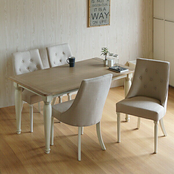 ダイニングテーブル 5点セット 150 ダイニングテーブルセット アンティーク 木製 おしゃれ かわいい ホワイト 白 ダイニングセット シャビーシック シャビー カフェ風 4人掛け 4人 5点 150cm ダイニングチェア ダイニング チェア [2]