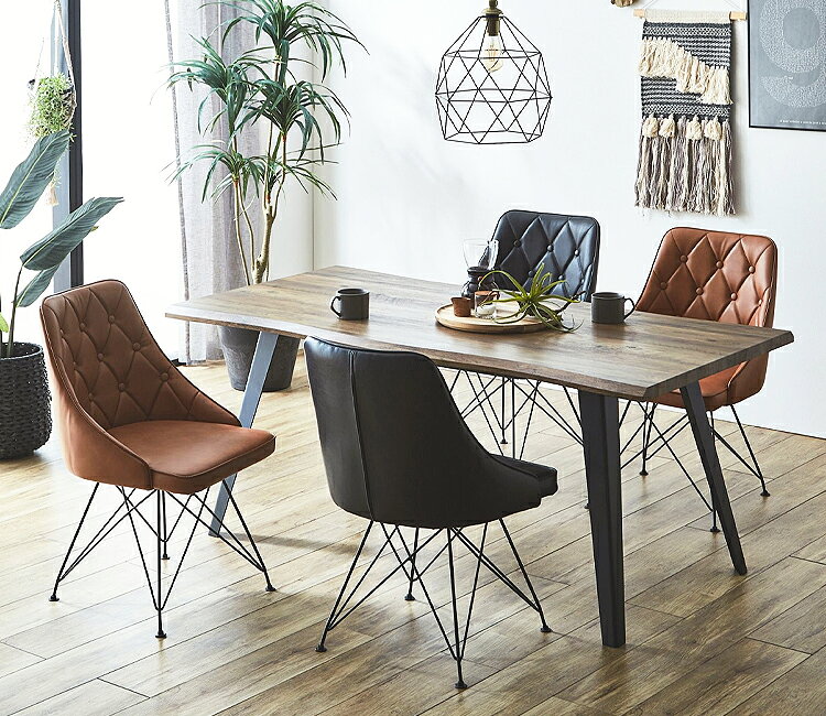 ダイニングテーブルセット 4人掛け 4人用 ダイニングセット おしゃれ 幅160cm 奥行80cm ダイニングテーブル 一枚板風 古木風 アンティーク 食卓テーブル カフェテーブル ダイニング テーブル ダイニングチェア ダイニング椅子 木製 スチール アイアン ヴィンテージ 黒