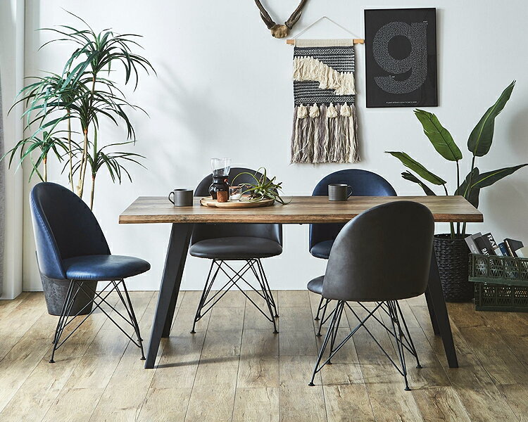 ダイニングテーブルセット 4人掛け 4人用 ダイニングセット おしゃれ 幅160cm 奥行80cm ダイニングテーブル 一枚板風 古木風 アンティーク 食卓テーブル カフェテーブル ダイニング テーブル ダイニングチェア ダイニング椅子 木製 スチール アイアン ヴィンテージ 黒 [2]