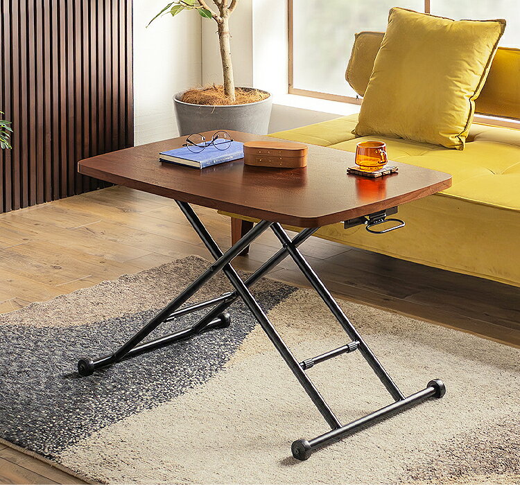 【楽天スーパーSALE限定】昇降テーブル 昇降式テーブル リフティングテーブル リフトアップテーブル ガス圧式 幅90 奥行60 高さ無段階調整 木製 ウォールナット オーク コンパクト おしゃれ 北欧 ヴィンテージ カフェテーブル センターテーブル リビングテーブル