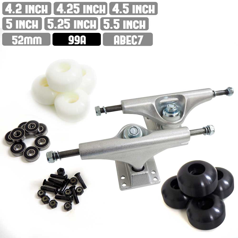 【ブラックフライデー限定 全品P10倍(エントリー要)】スケボー スケートボード 足回り 4点セット WHEEL ウィール 99A 52mm ベアリング ABE...