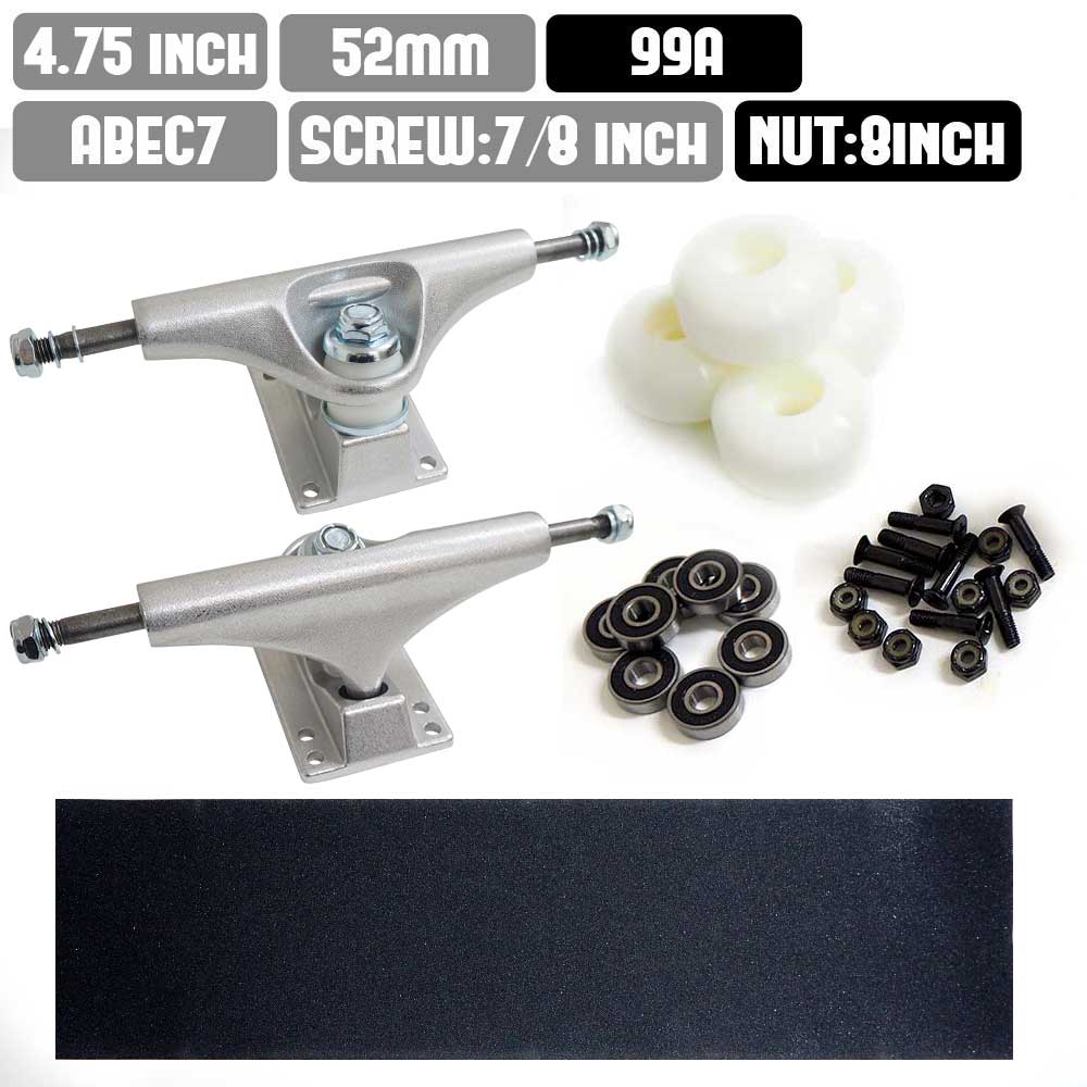 スケボー 【デッキと同時購入専用商品】(※単品購入不可) スケートボード 足回り 5点セット WHEEL ホワイト ウィール 99A 52mm ベアリング AB...
