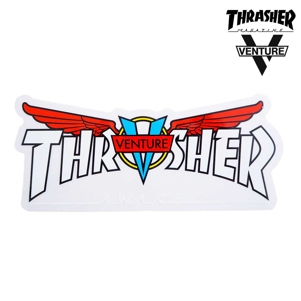 スケボー VENTURE ベンチャー x THRASHER COLLAB STICKER (6.5cm x 15cm) スケートボード SKATE あす楽 公式 正規店