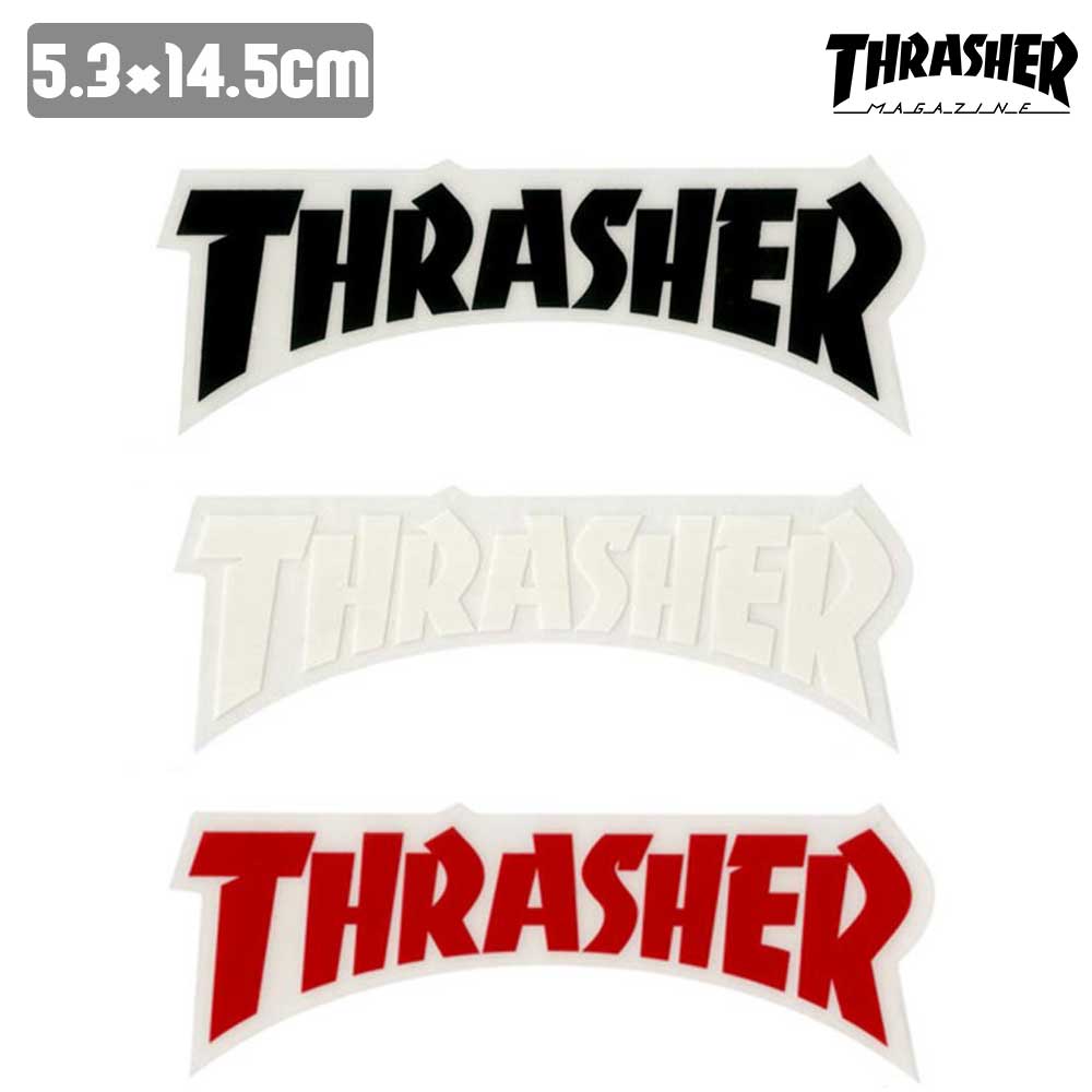 ステッカー スケボー THRASHER スラッシャー DIE CUT LOGO 5.3cm x 14.5cm スケートボード SKATE あす楽 公式 正規店