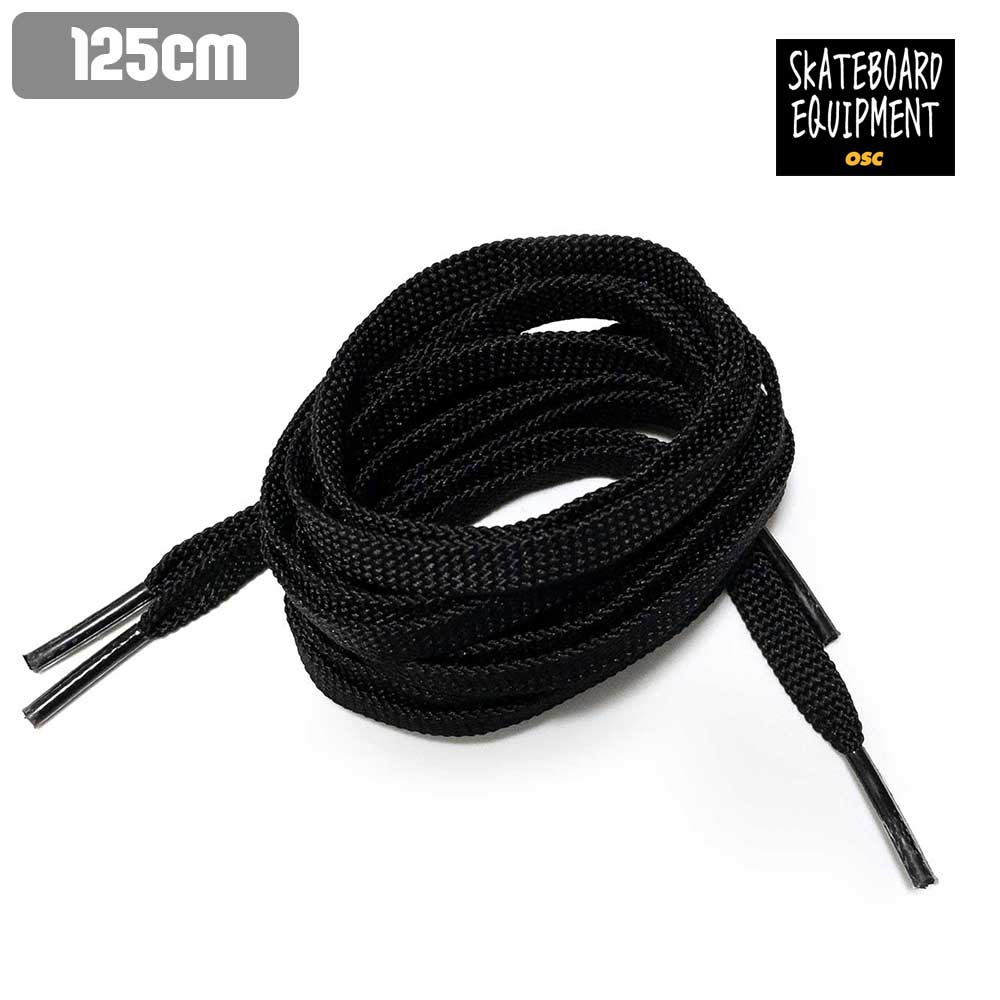 スケボー メンズ スニーカー OSC オーエスシー SUPER SHOELACE BLACK (長さ:125cm 幅:8mm) シューズ ス..