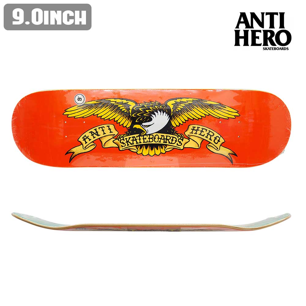 【デッキテーププレゼント】 スケボー デッキ ANTI HERO アンタイヒーロー CLASSIC EAGLE ORANGE スケートボード 板 ストリート SKATE DECK あす楽 スケート ボード 初心者 ストリート トリック ランプ ボール inch:9.0