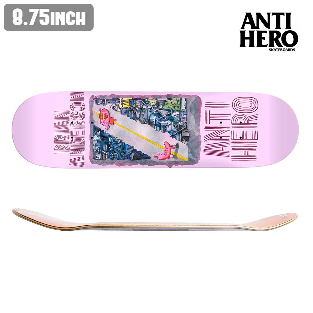 【デッキテーププレゼント】 スケボー デッキ ANTI HERO アンタイヒーロー ANTIHERO DECK BRIAN ANDERSON HUG THE PAVEMENT スケートボード 板 ストリート SKATE DECK あす楽 スケート ボード 初心者 ストリート トリック ランプ ボール [inch:8.75]