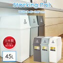 ダストボックス ゴミ箱 45L 積み重ね可 フラップ スタッキングペール 蓋付き 開閉 キッチン くずかご くず入れ(3)