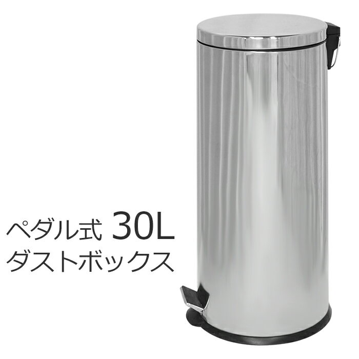 ペダル式ダストボックス30Lダストボックス ペール ゴミ箱 シルバー 蓋付き ゴミ ごみ箱 筒型のサムネイル