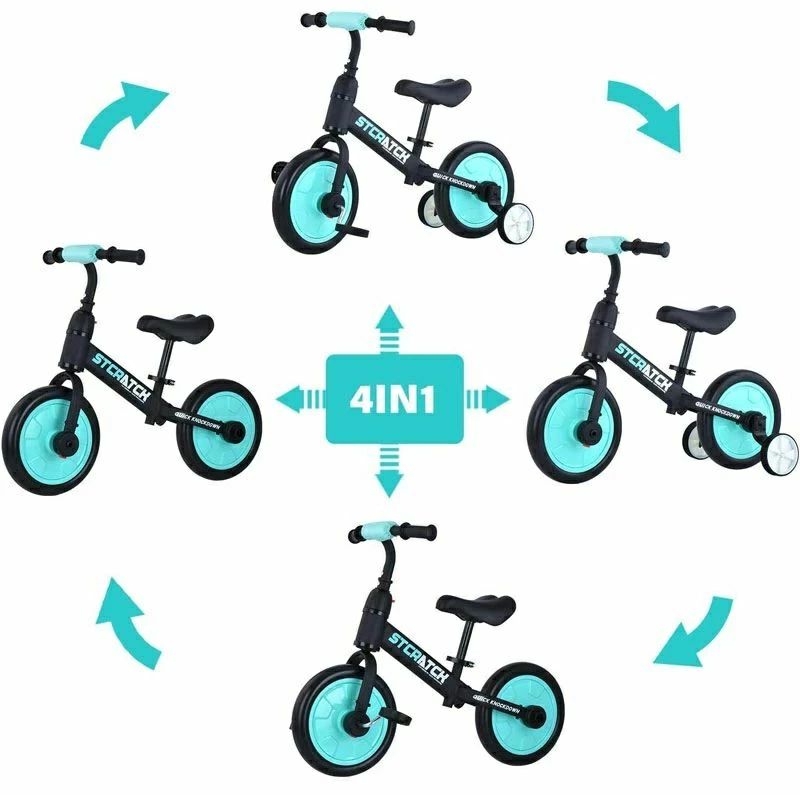 Voie Select 楽天市場店の4in1 キッズ バランスバイク キッズバイク 三輪車 自転車 子供 おもちゃ 車 ベビーカー ペダル後付け ワンタッチ組立 補助輪 お散歩 変｜アングル2