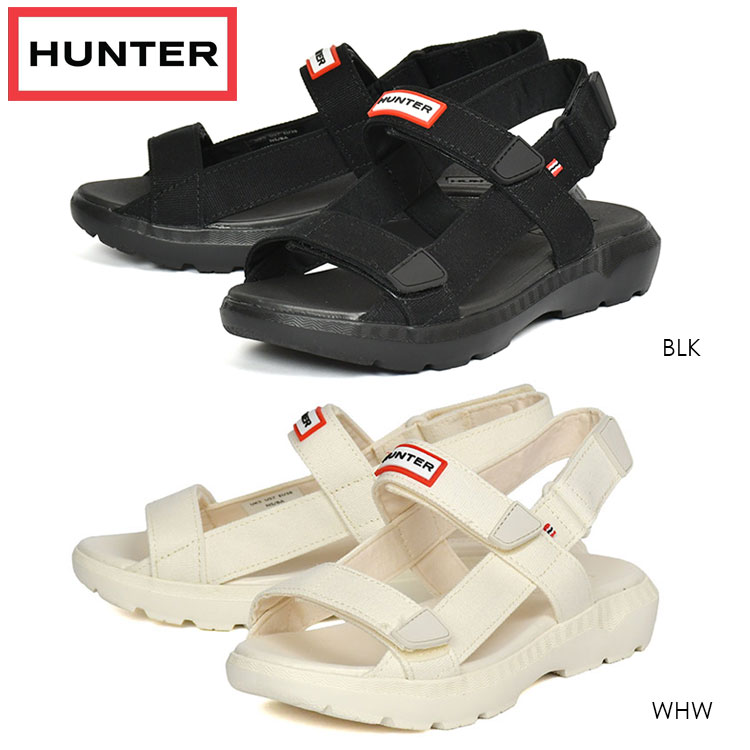 Rakuten - ハンター HUNTER ユニセックス イージー ウェビング ストラップ サンダル EASY WEBBING STRAP SANDAL UFF7136CAA BLK WHW