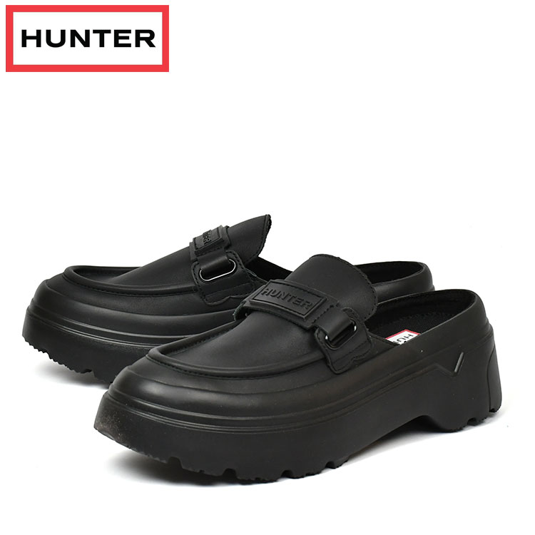 ハンター HUNTER レディース リファインド エクスプローラー フラットフォーム ローファー ミュール ブラック WFF3103LEA BLK