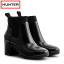 ハンター 限定SALE ハンター レディース リファインド グロス ミッド ヒール ブーツ レインブーツ 長靴 ブラック HUNTER REFINED MID HEEL GLOSS 防水 WFP1012NRG BLK