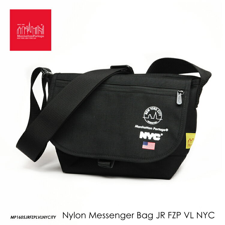 マンハッタンポーテージ　メッセンジャーバック　ニューヨーク　Manhattan Portage　MP1605JRFZPLVLNYCITY　Nylon Messenger Bag JR Flap Zipper Pocket Vinyl Lining NEW YORK CITY　自転車　通勤 1